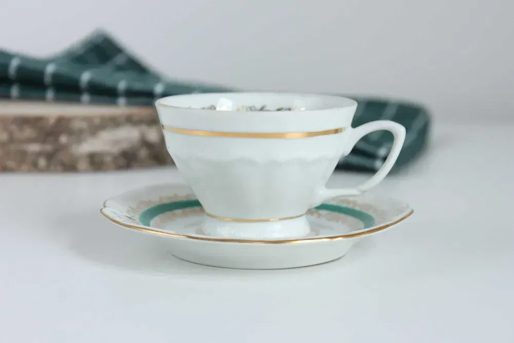 Filiżanka porcelanowy serwis kawowy, Bogucice, PRL, vintage