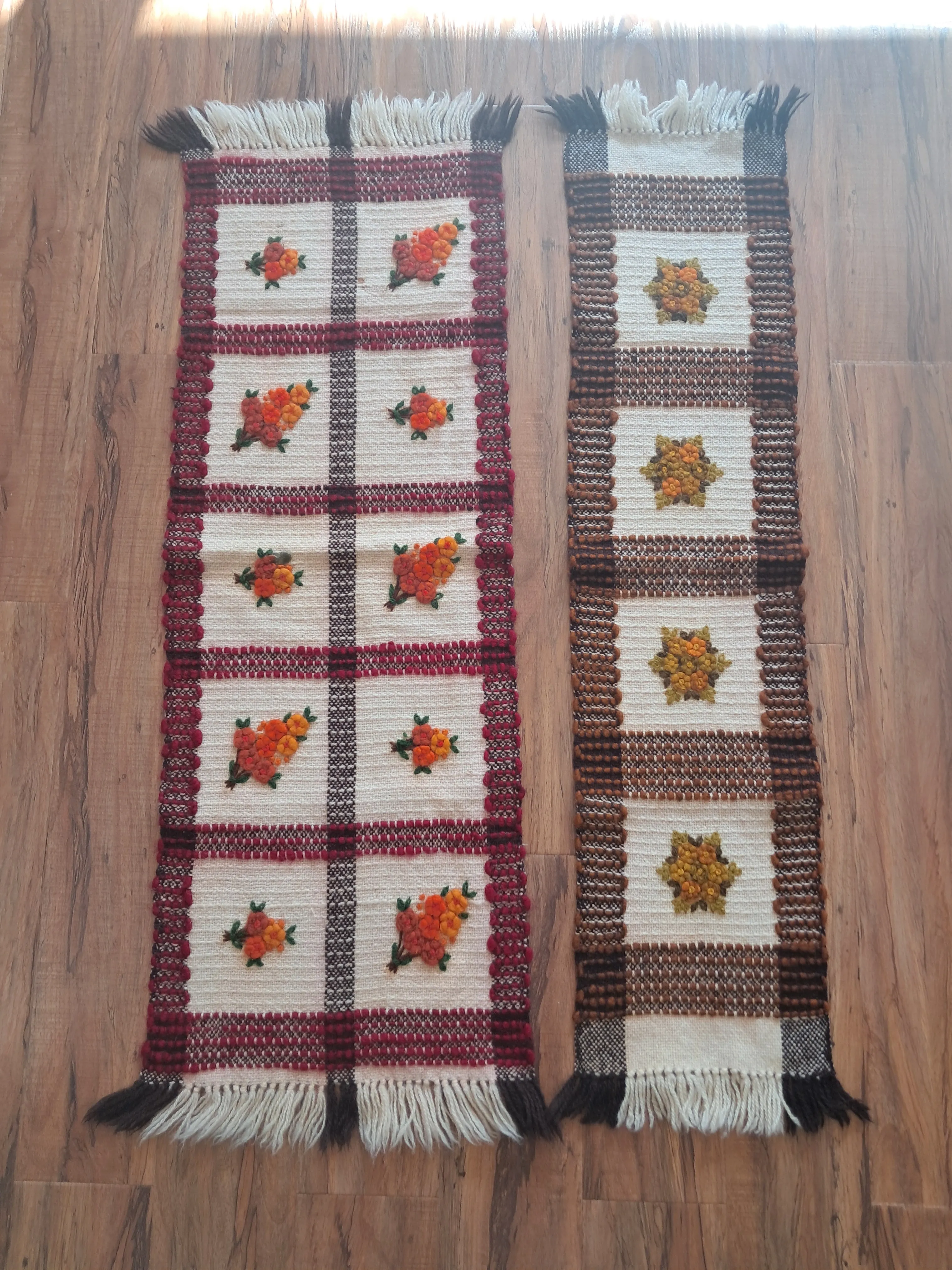 2 wełniane bieżniki z cepelii z prlu 110x35 i 110x24 stan bdb