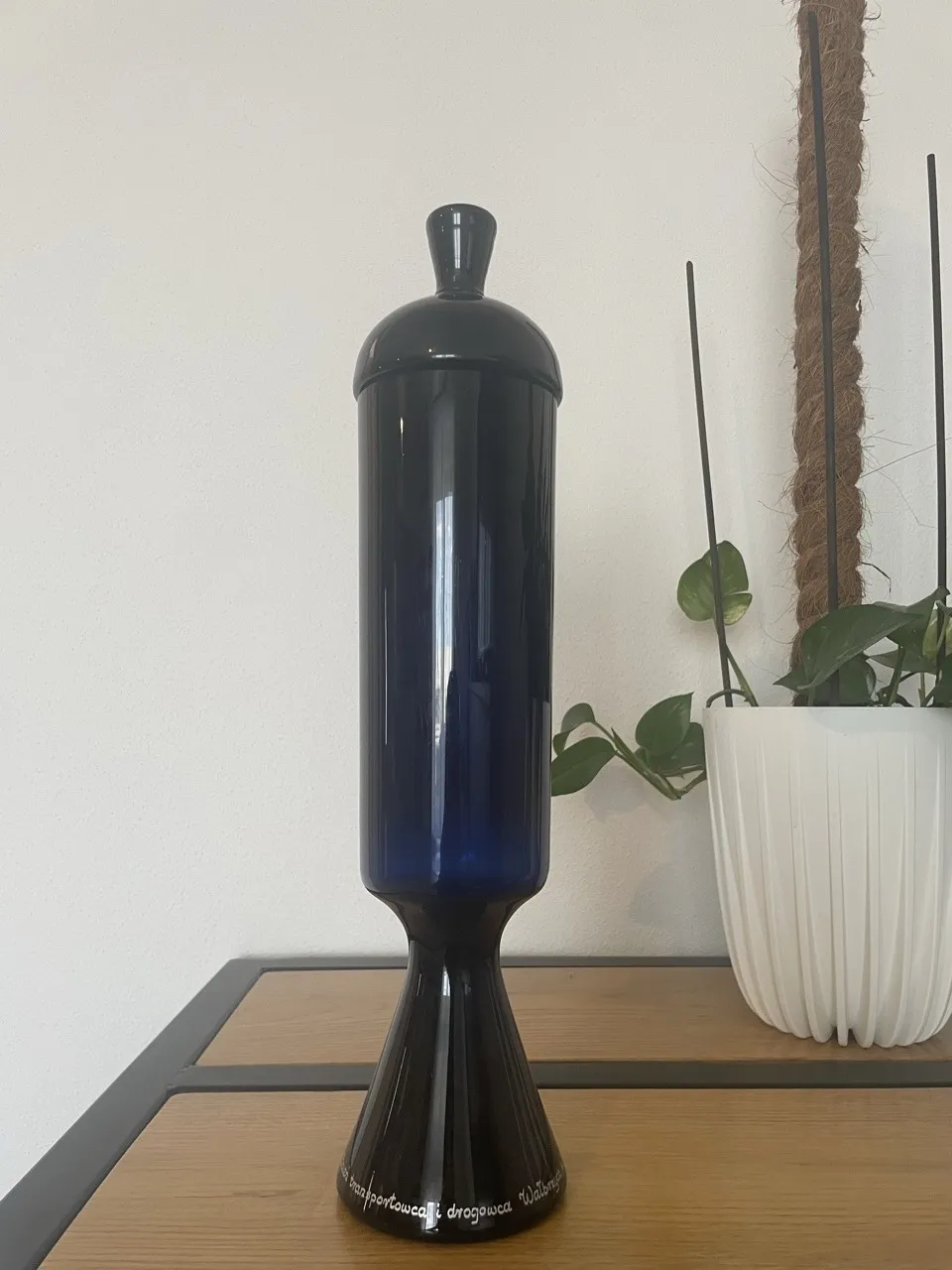 Wazon Horbowy Huta Sudety Barbara szkło PRL z przykrywką pokrywką vintage