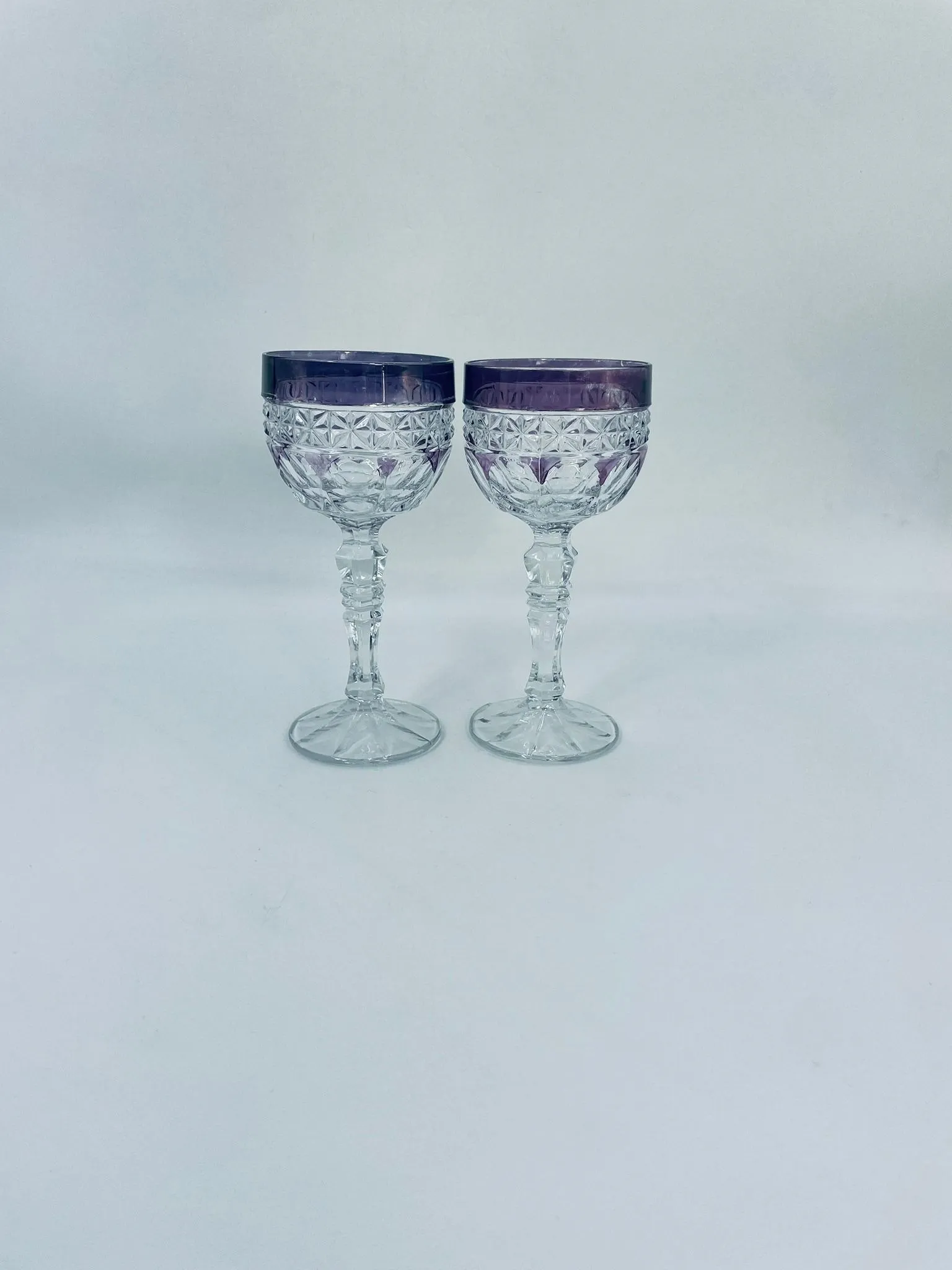 gorham wine glasses Pair of Vintage Gorham Crystal "King Edward" Wine Glasses