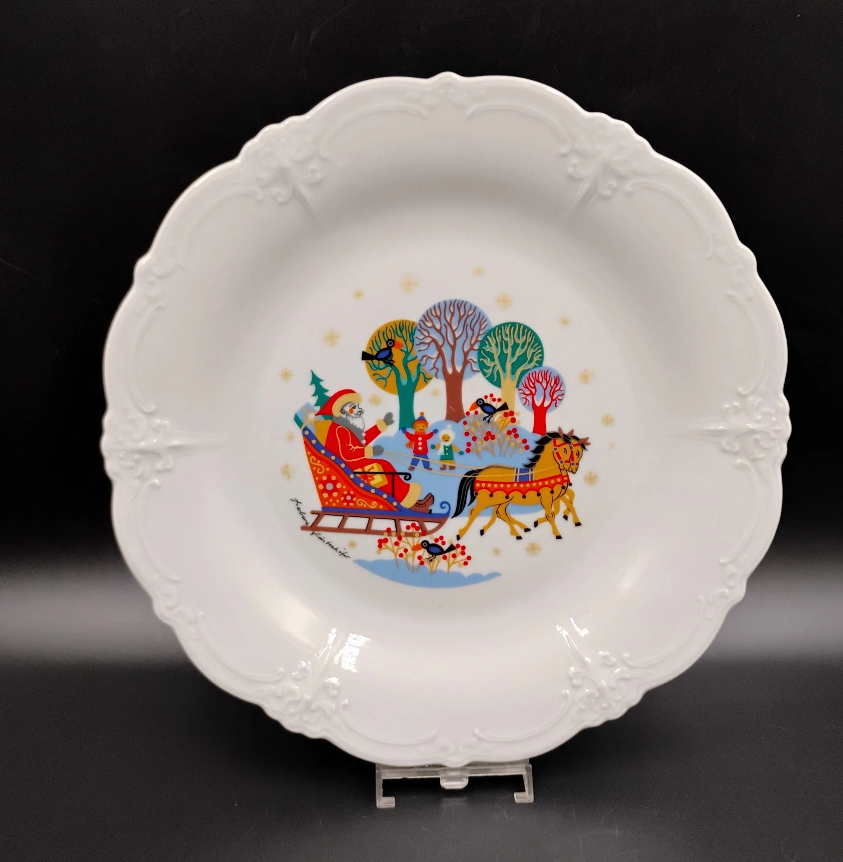 Talerz świąteczny Tirschenreuth Boże Narodzenie Mikołaj porcelana retro