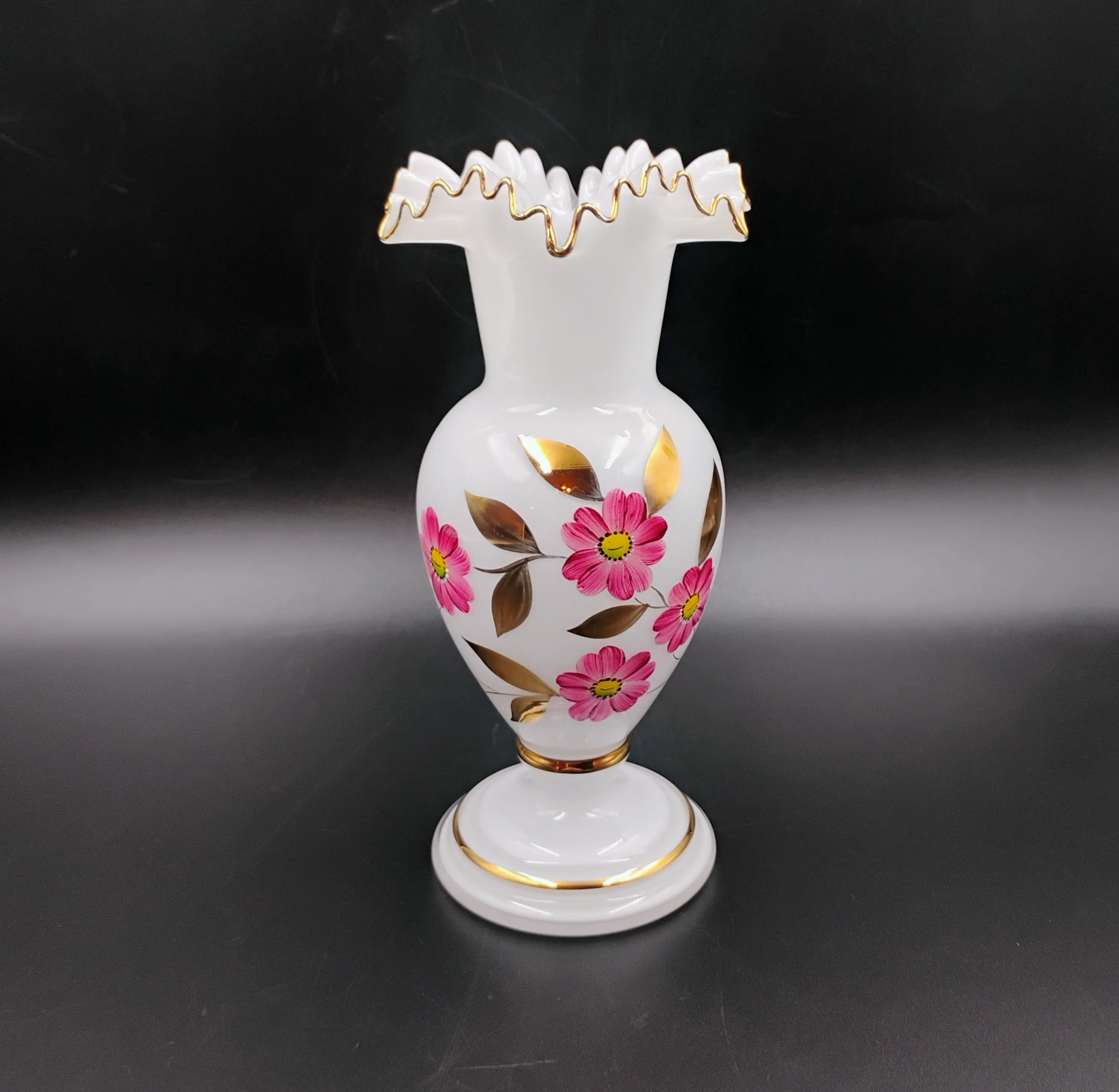 Wazon szklany Crystalex Czechy Bohemia czeskie szkło kwiaty złocony