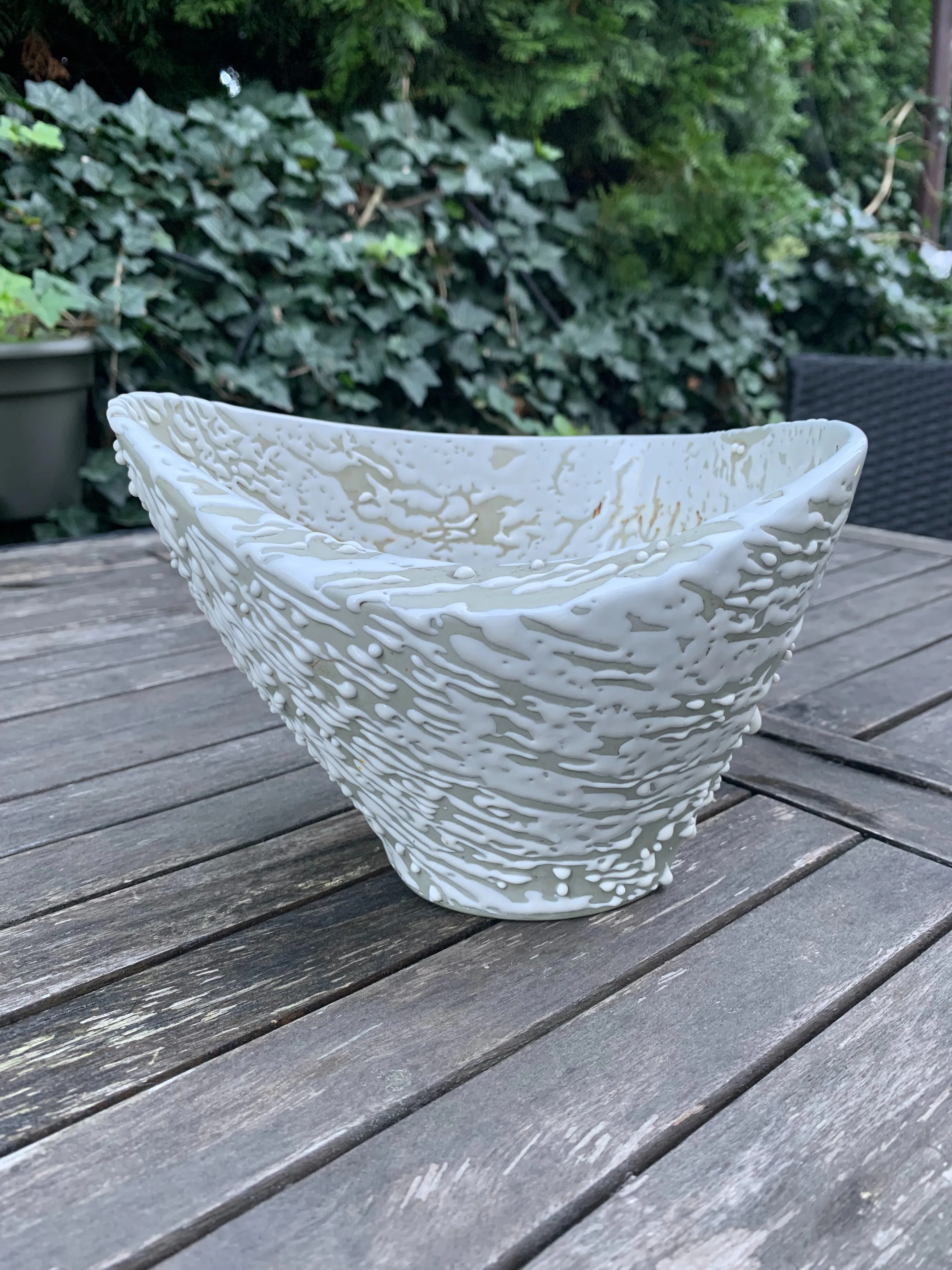 wazon ikebana, proj. Gołajewska, porcelit, Sygnowany Pruszków, PRL