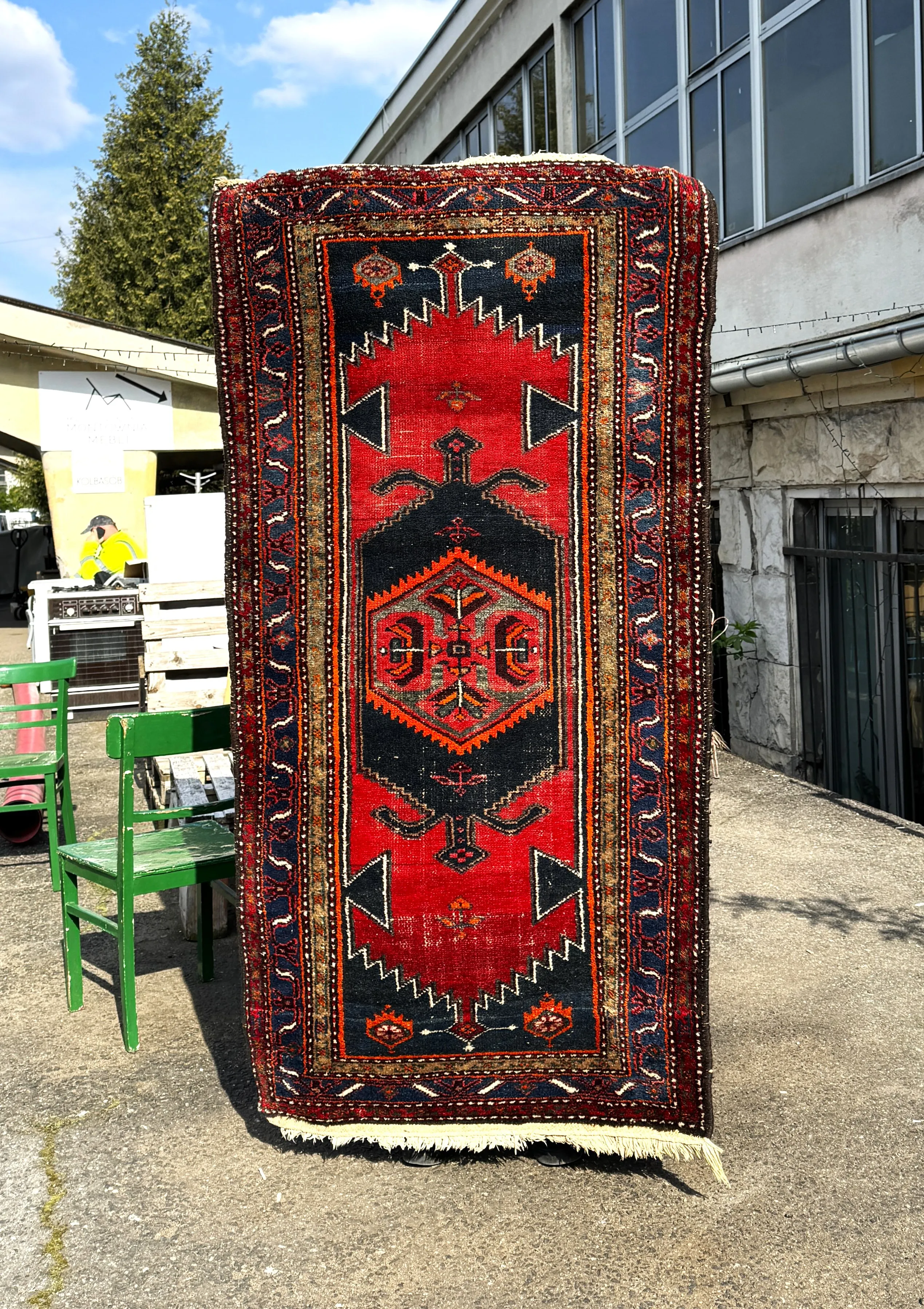 RĘCZNIE TKANY, WEŁNIANY DYWAN PERSKI, IRAN, VINTAGE