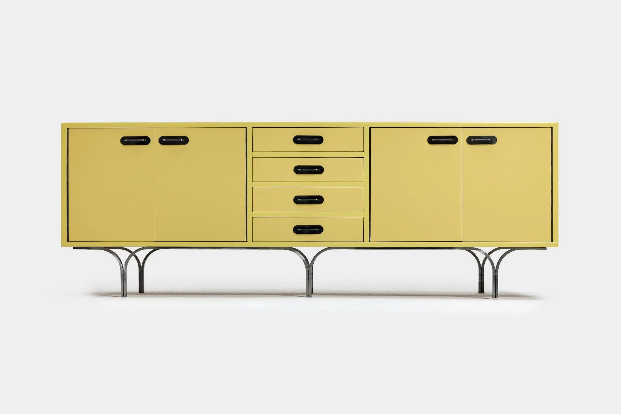 Industrialny sideboard vintage, lata 60., ręcznie wykonane stalowe nogi i uchwyty