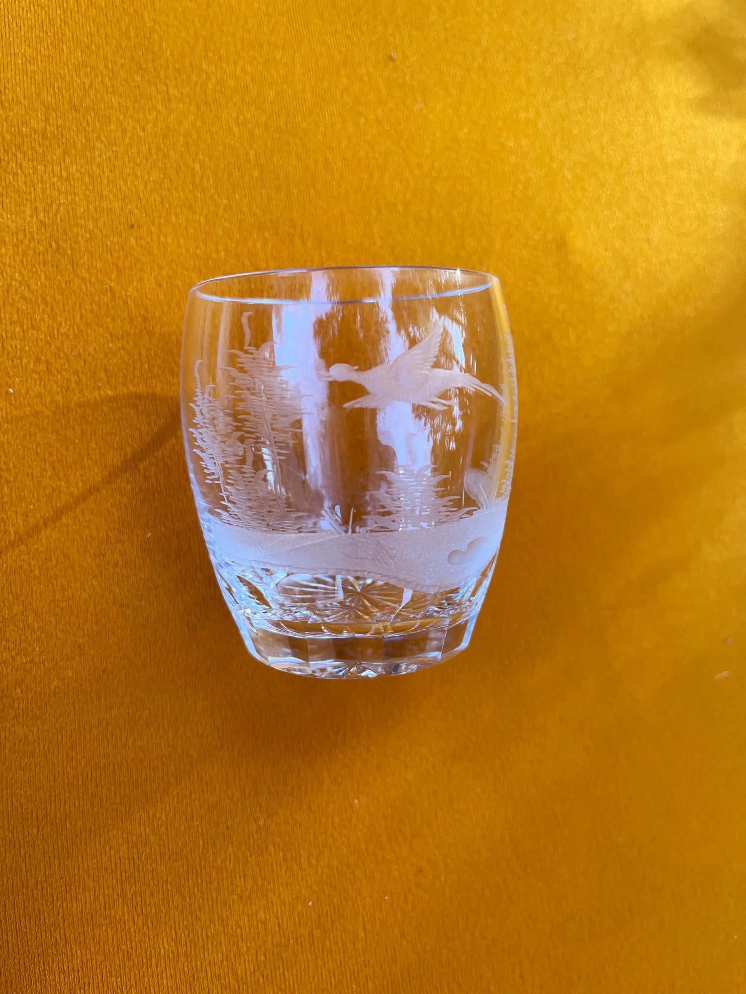 Szklanki kryształowe z motywem myśliwskim, lata 60.