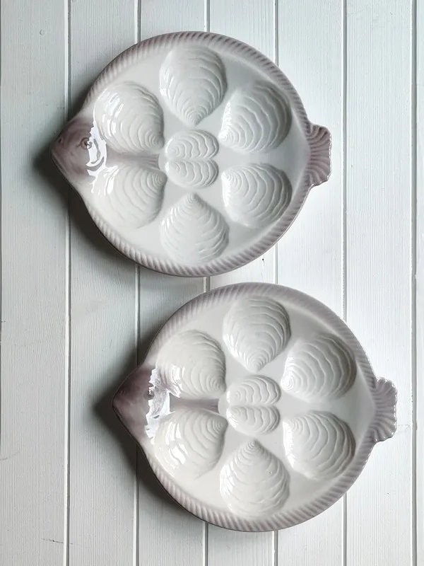 Dwa ceramiczne talerze na ostrygi, W. Germany, Waechtersbach